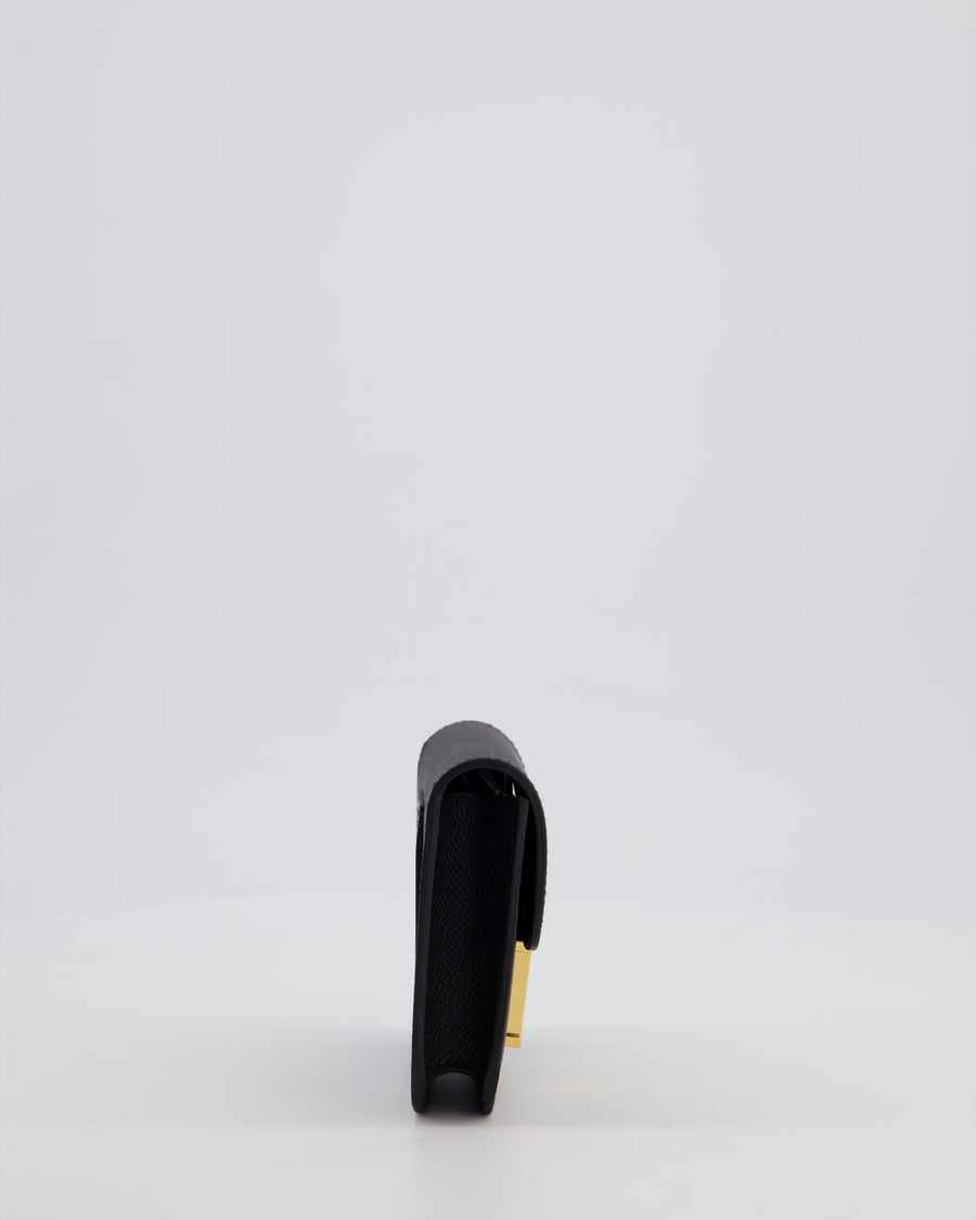 Hermès Constance Slim Belt Wallet Bag in Black Epsom Leather with Pocket and Gold Hardware