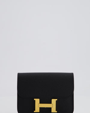 Hermès Constance Slim Belt Wallet Bag in Black Epsom Leather with Pocket and Gold Hardware