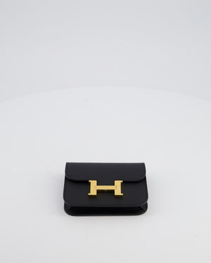 Hermès Constance Slim Belt Wallet Bag in Black Epsom Leather with Pocket and Gold Hardware