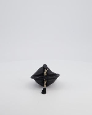 Balenciaga Black Round Leather Coin Purse with Silver Hardware
