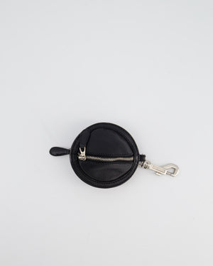 Balenciaga Black Round Leather Coin Purse with Silver Hardware