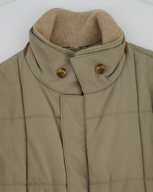Loro Piana Mens Beige Puffer Quilted Jacket with Pocket Details Size XS (UK 34)