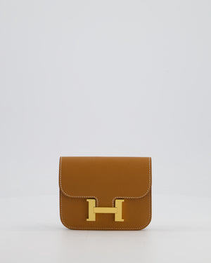 Hermès Constance Slim Belt Wallet Bag in Gold Epsom Leather with Pocket and Gold Hardware