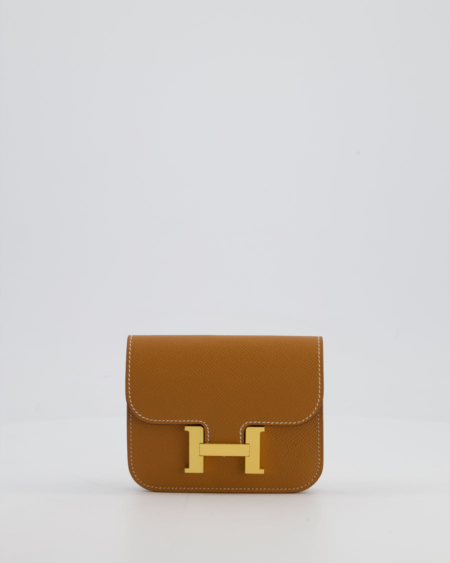 Hermès Constance Slim Belt Wallet Bag in Gold Epsom Leather with Pocket and Gold Hardware