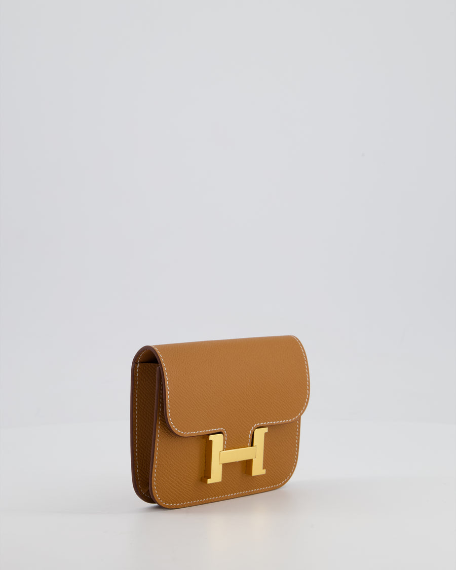 Hermès Constance Slim Belt Wallet Bag in Gold Epsom Leather with Pocket and Gold Hardware