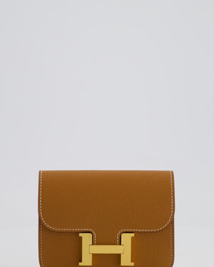 Hermès Constance Slim Belt Wallet Bag in Gold Epsom Leather with Pocket and Gold Hardware