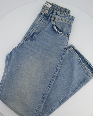 Reformation Light Blue Straight Fit Jeans with Distressed Pocket Detailing Size 24 (UK 6)