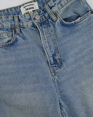 Reformation Light Blue Straight Fit Jeans with Distressed Pocket Detailing Size 24 (UK 6)