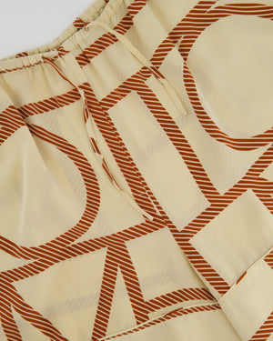 Toteme Silk Beige Long Sleeve Shirt and Shorts Set with Monogram Details Size XS (UK6)