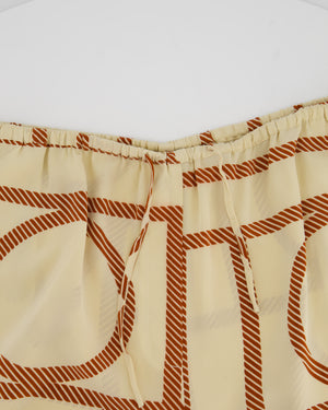 Toteme Silk Beige Long Sleeve Shirt and Shorts Set with Monogram Details Size XS (UK6)