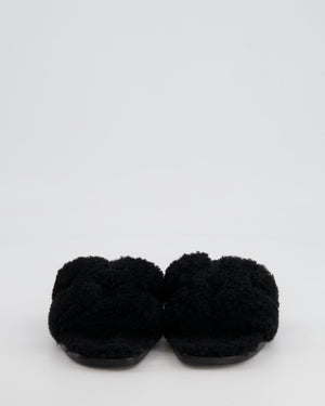 Hermès Black Shearling Oran Sandal Size EU 37