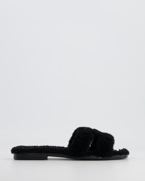 Hermès Black Shearling Oran Sandal Size EU 37