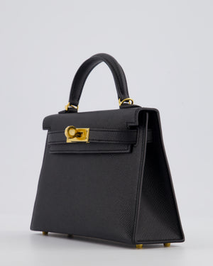 *HOT* Hermès Mini Kelly II 20 Bag In Noir Epsom Leather with Gold Hardware
