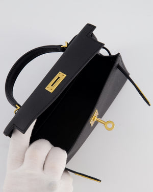 *HOT* Hermès Mini Kelly II 20 Bag In Noir Epsom Leather with Gold Hardware