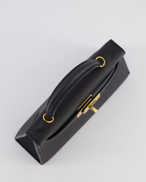 *HOT* Hermès Mini Kelly II 20 Bag In Noir Epsom Leather with Gold Hardware