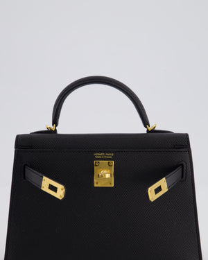 *HOT* Hermès Mini Kelly II 20 Bag In Noir Epsom Leather with Gold Hardware
