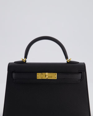 *HOT* Hermès Mini Kelly II 20 Bag In Noir Epsom Leather with Gold Hardware