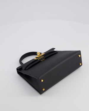 *HOT* Hermès Mini Kelly II 20 Bag In Noir Epsom Leather with Gold Hardware