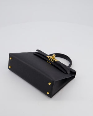 *HOT* Hermès Mini Kelly II 20 Bag In Noir Epsom Leather with Gold Hardware