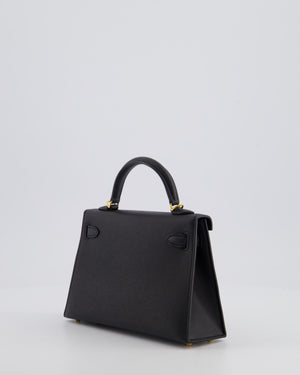 *HOT* Hermès Mini Kelly II 20 Bag In Noir Epsom Leather with Gold Hardware