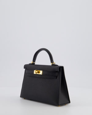 *HOT* Hermès Mini Kelly II 20 Bag In Noir Epsom Leather with Gold Hardware