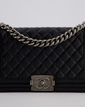 *FIRE PRICE* Chanel Black Medium Boy Bag in Lambskin Leather with Ruthenium Hardware