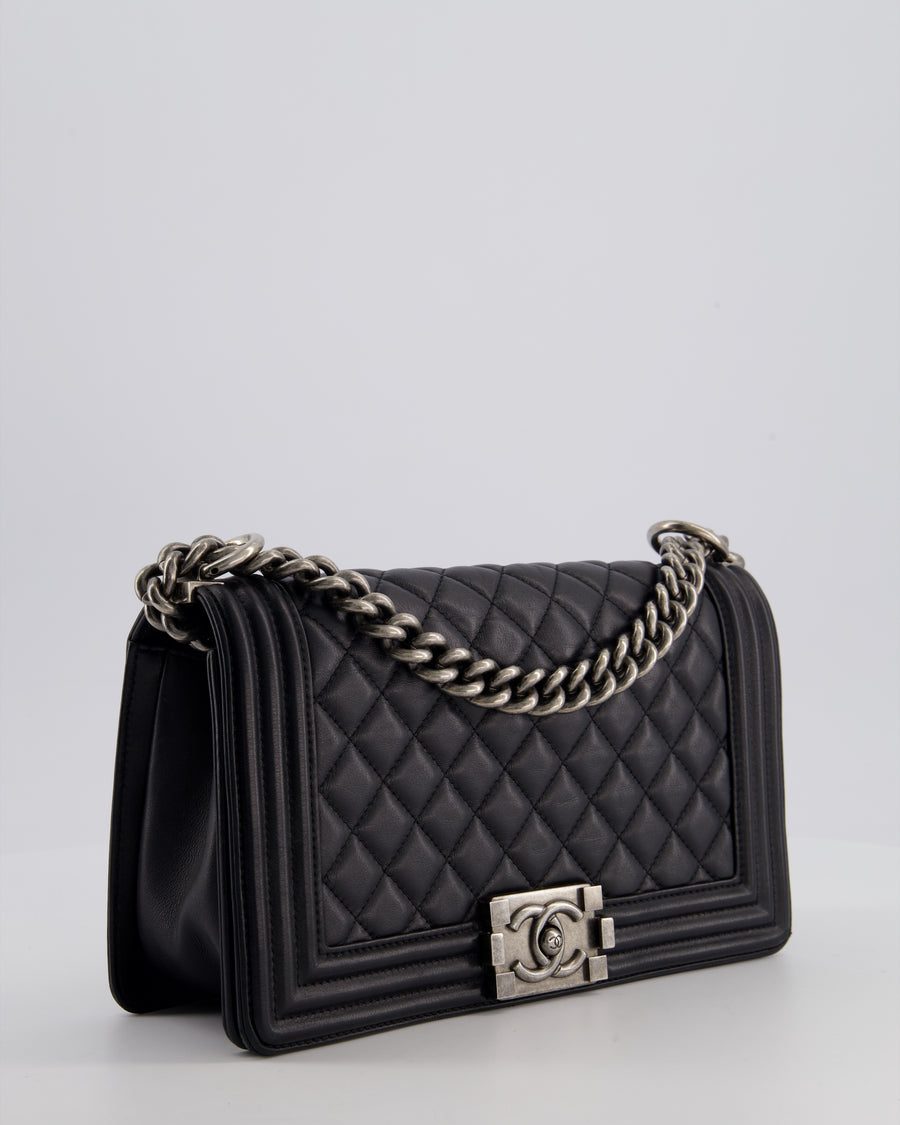 *FIRE PRICE* Chanel Black Medium Boy Bag in Lambskin Leather with Ruthenium Hardware