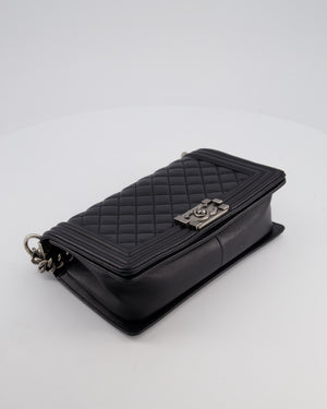 *FIRE PRICE* Chanel Black Medium Boy Bag in Lambskin Leather with Ruthenium Hardware