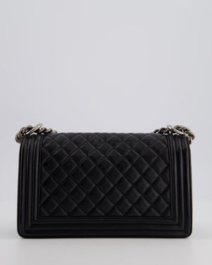 *FIRE PRICE* Chanel Black Medium Boy Bag in Lambskin Leather with Ruthenium Hardware