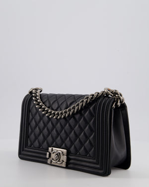 *FIRE PRICE* Chanel Black Medium Boy Bag in Lambskin Leather with Ruthenium Hardware