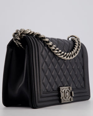 *FIRE PRICE* Chanel Black Medium Boy Bag in Lambskin Leather with Ruthenium Hardware