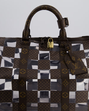 Louis Vuitton Brown Bandouliere Chessboard Keepall 50 in PVC & Monogram Coated Canvas with Matte Brown Hardware