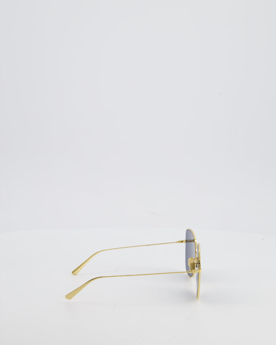 Christian Dior Gold Frame Dior Stellare Sunglasses with Navy Lenses