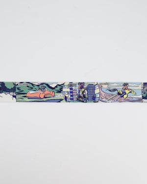 Hermès "WOW" Blue Printed Silk Twilly