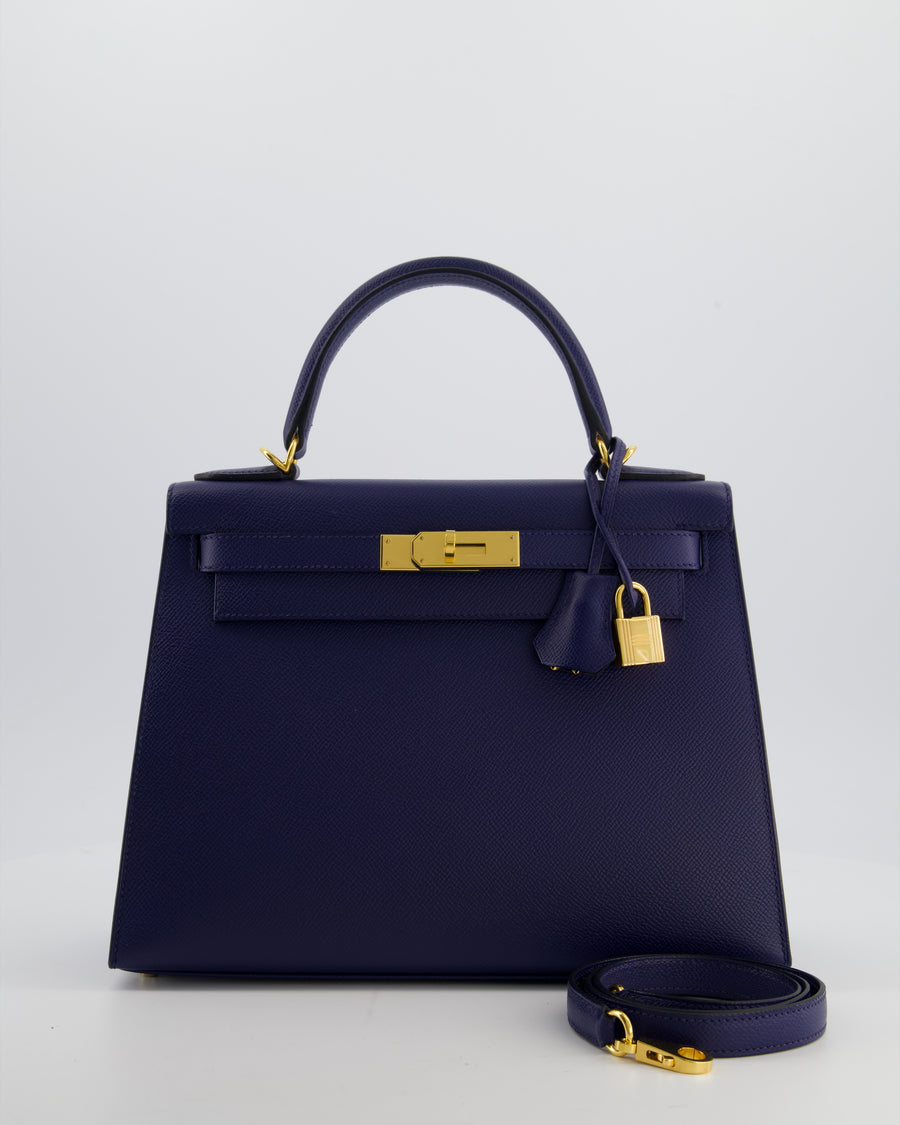 Hermès Kelly 28 Sellier Bag in Bleu Saphir Epsom Leather with Gold Hardware