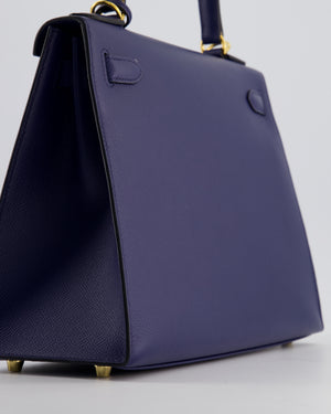 Hermès Kelly 28 Sellier Bag in Bleu Saphir Epsom Leather with Gold Hardware