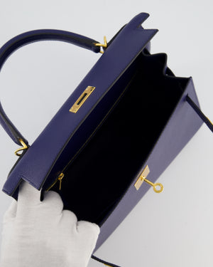 Hermès Kelly 28 Sellier Bag in Bleu Saphir Epsom Leather with Gold Hardware