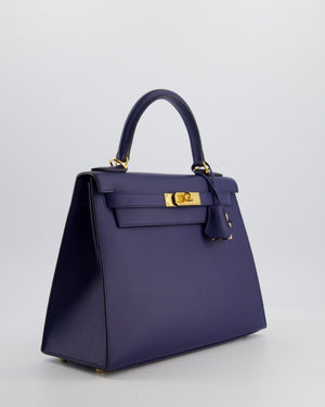 Hermès Kelly 28 Sellier Bag in Bleu Saphir Epsom Leather with Gold Hardware