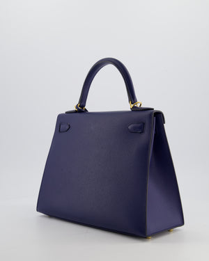 Hermès Kelly 28 Sellier Bag in Bleu Saphir Epsom Leather with Gold Hardware