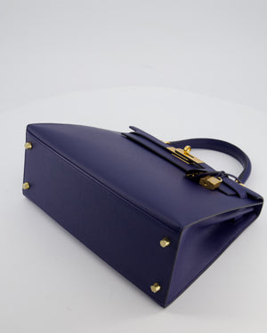 Hermès Kelly 28 Sellier Bag in Bleu Saphir Epsom Leather with Gold Hardware