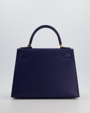 Hermès Kelly 28 Sellier Bag in Bleu Saphir Epsom Leather with Gold Hardware