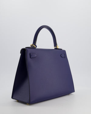 Hermès Kelly 28 Sellier Bag in Bleu Saphir Epsom Leather with Gold Hardware