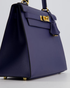 Hermès Kelly 28 Sellier Bag in Bleu Saphir Epsom Leather with Gold Hardware