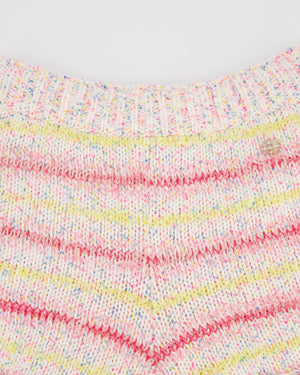 Chanel 24C Resort Pastel Pink & Yellow Sleeveless Knit Jumper and Shorts Set with Cupid Heart "Coco" Detail Top Size FR 34 (UK 6)