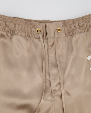 Celine Beige Silk Track Pants with Triomphe Logo and Stripe Detail Size FR 34 (UK 6)