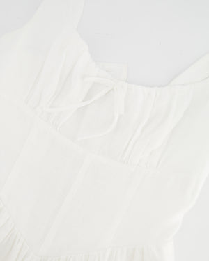 Reformation White Linen Balia Midi Dress with Corset Detail Size US 4 (UK 8)