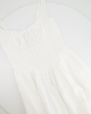 Reformation White Linen Balia Midi Dress with Corset Detail Size US 4 (UK 8)