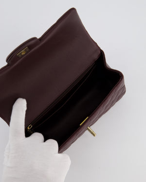 Chanel Mini Rectangular Top Handle Bag in Dark Burgundy Lambskin Leather with Champagne Gold Hardware