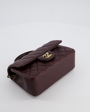 Chanel Mini Rectangular Top Handle Bag in Dark Burgundy Lambskin Leather with Champagne Gold Hardware