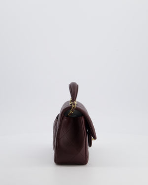 Chanel Mini Rectangular Top Handle Bag in Dark Burgundy Lambskin Leather with Champagne Gold Hardware